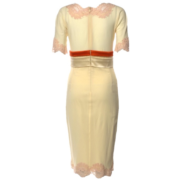 Dolce & Gabbana 2005 Spring Yellow Seta Silk & Lace Dress with Flower - Picture 2 of 2